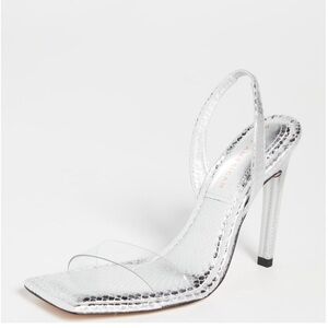 GOOD AMERICAN LUCITE SILVER SNAKE SANDAL NWT SZ 7.5